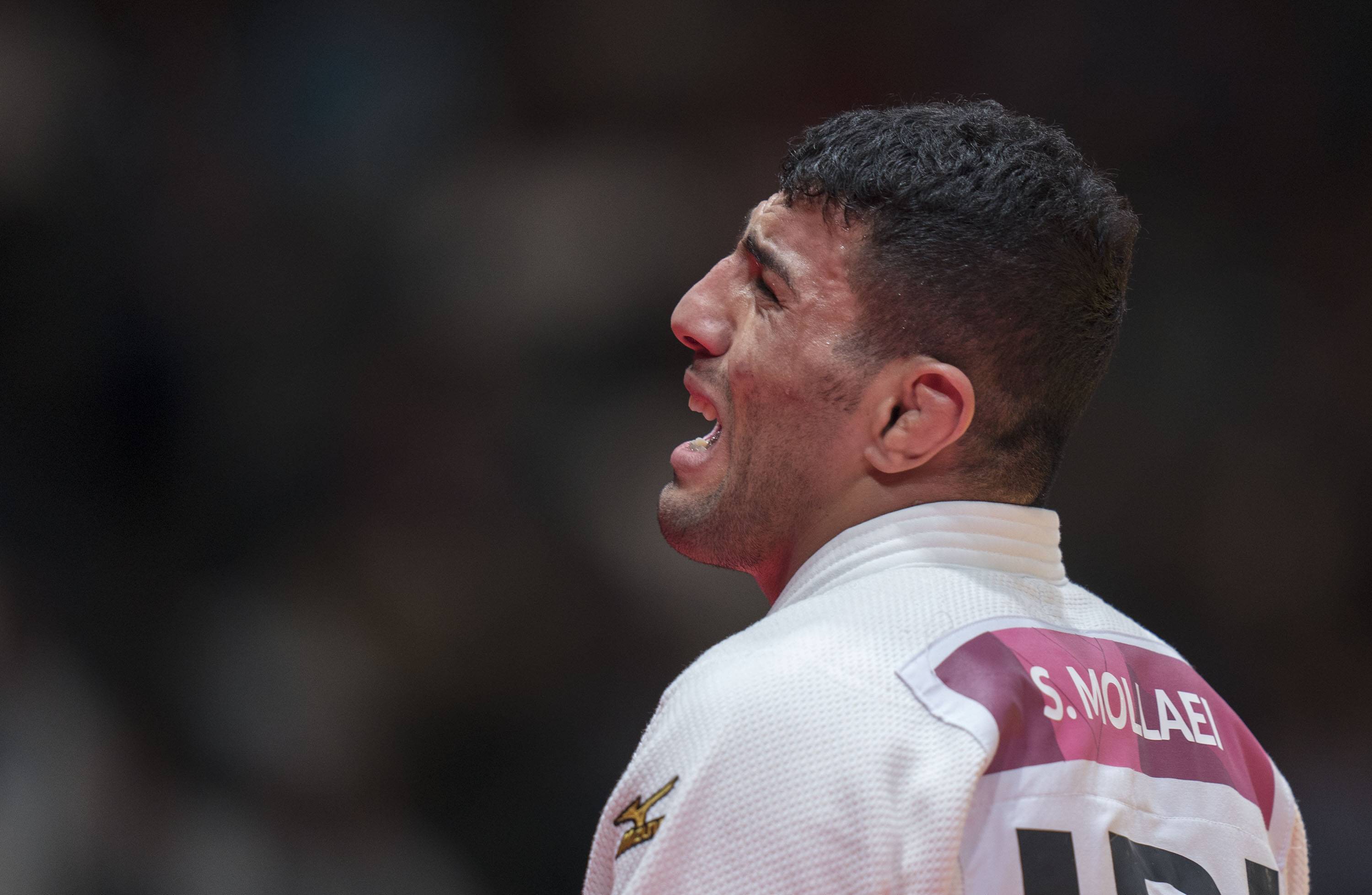 180830 JAKARTA Aug 30 2018 Silver medalist Saeid Mollaei of Iran reacts