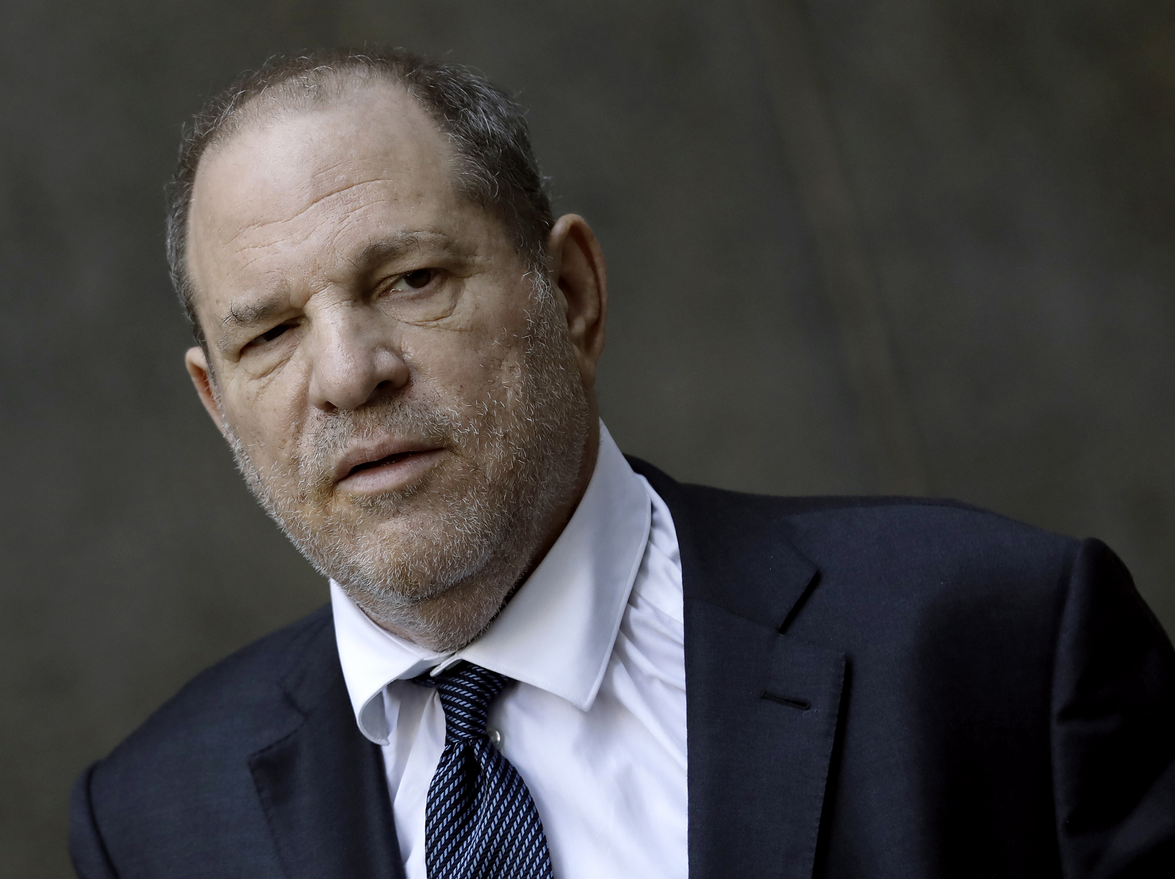 American film producer Harvey Weinstein exits after a hearing at New York State Supreme Court on